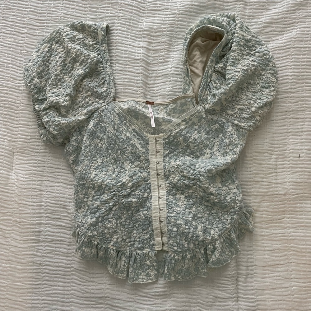 Free People Lace Dress with Blue and White Pattern